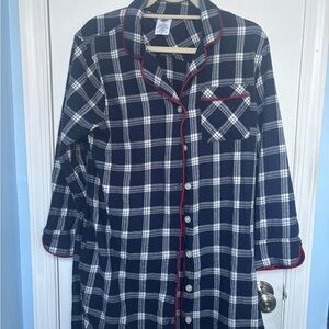 Lands' End Navy Plaid Robe